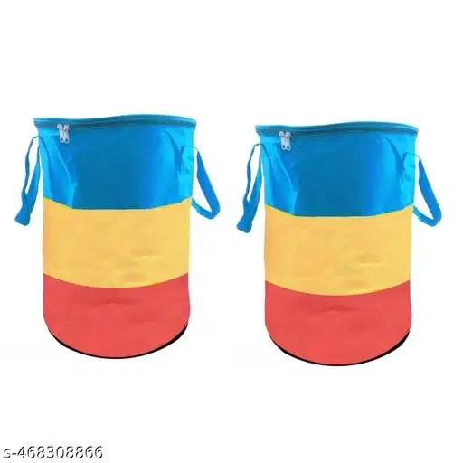 Polyester Laundry Basket, Black ,  (Pack Of 2)