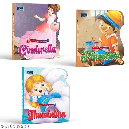 Fairy Tale Shaped Board Book –Cinderella, Pinocchio, and Thumbelina, Set of 3