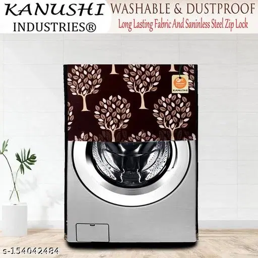 KANUSHI Industries® Washable & Dustproof Tree Design Front Load Automatic Washing Machine Cover (Brown) (Suitable for 6 Kg, 6.5 kg, 7 kg, 7.5 kg)(WASMAC-BROWN-TREE-FRONT-01)