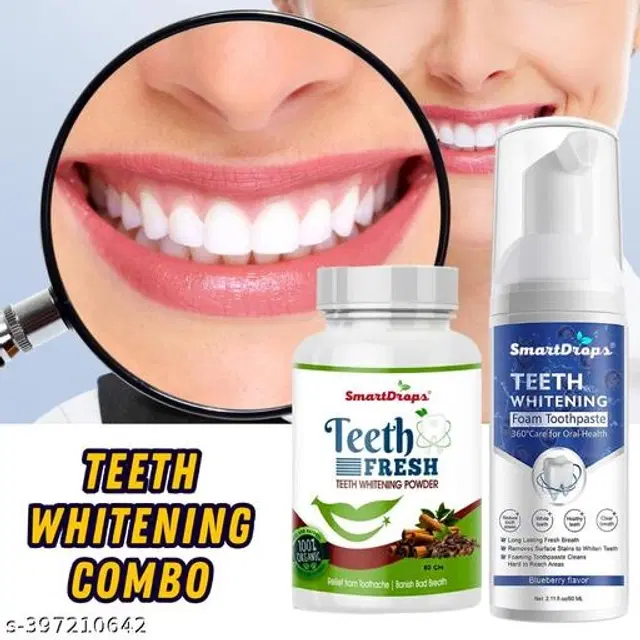 Teeth Whitening Foam with Teeth Powder, Set of 2