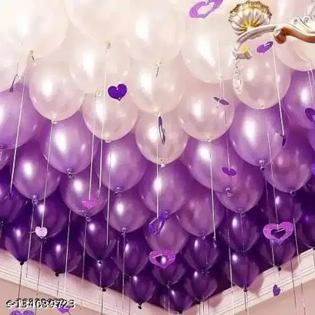 Balloons for Decoration, White & Purple, Pack of 100