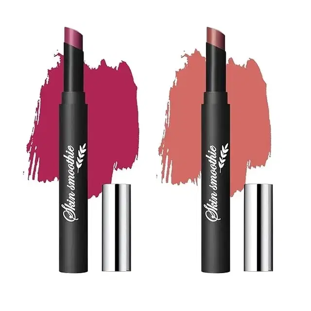 Skin Smoothie Lip Crayon Lipstick With Vitamin E & Avocado oil & Jojobal, Cherry & Pink Crush, Pack Of 2