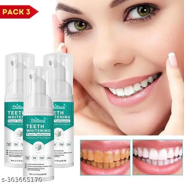 Phillauri Teeth Whitening Foam, 60 ml, Pack of 3