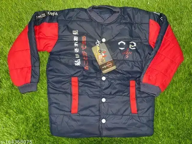 Woolen Jacket for Boys (Navy Blue & Red, 3-4 Years)