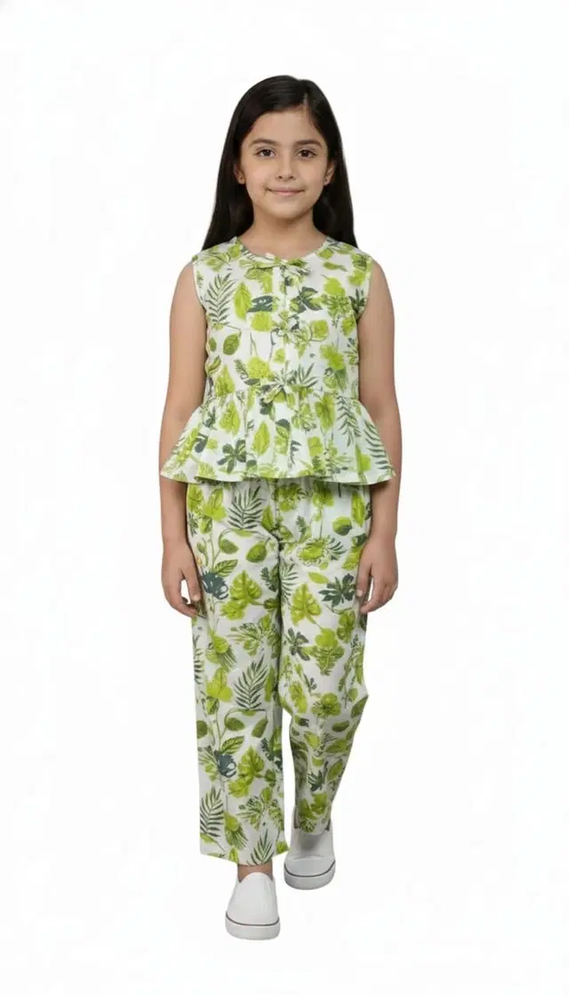 Rayon Blend Clothing Set for girls, Green (4-5 Years)