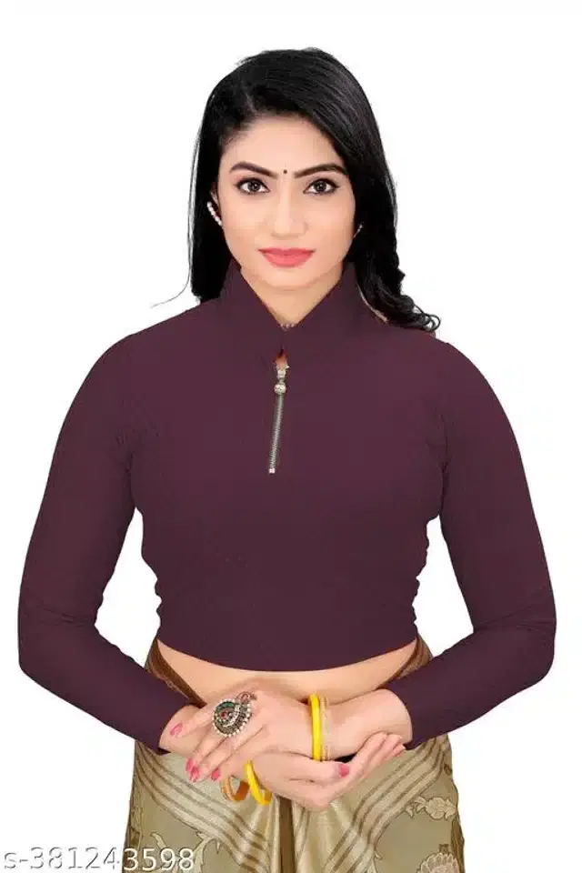 Three-Quarter Sleeves Blouse for Women (Wine, 26)