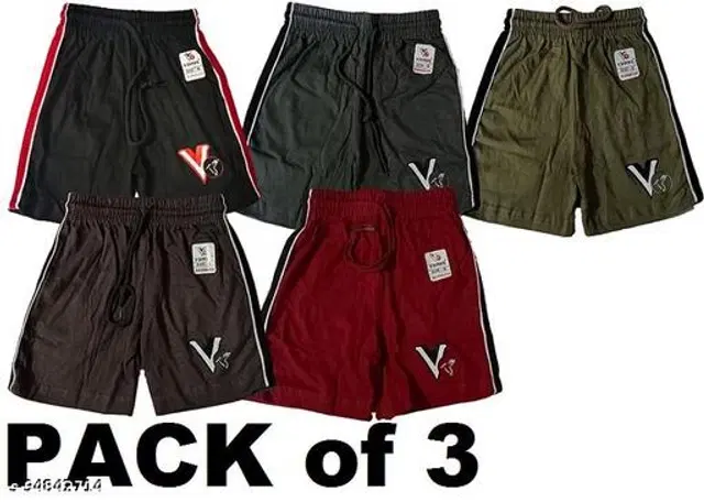 Cotton Shorts for Boys, Pack of 3 (Multicolor, 6-7 Years)