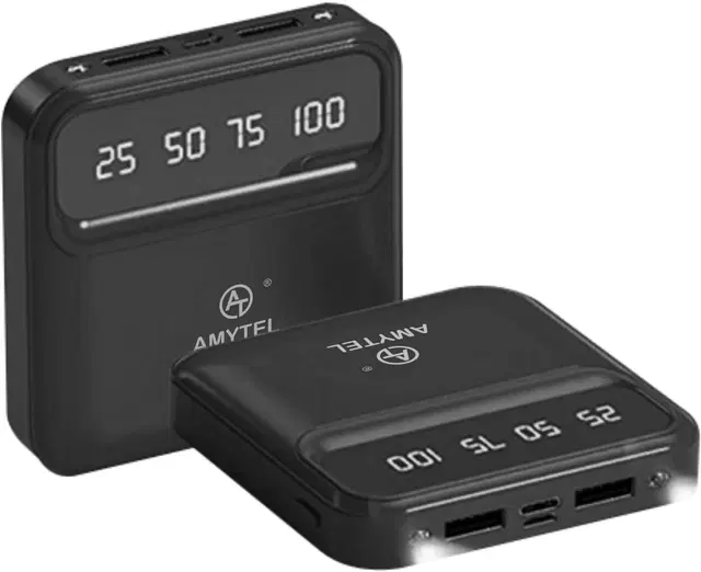 AMYTEL 10000 mAh 18 W Mini Pocket Size Power Bank  (Black, Lithium-ion,Quick Charge)