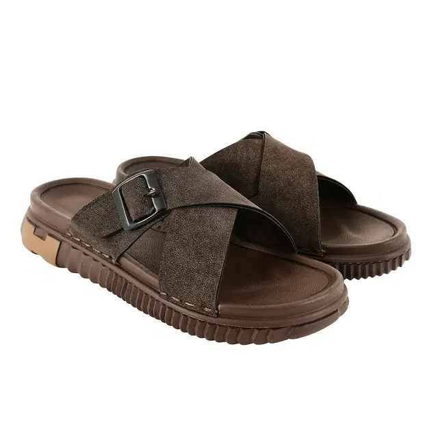 Solid Slippers for Men (Brown, 7)