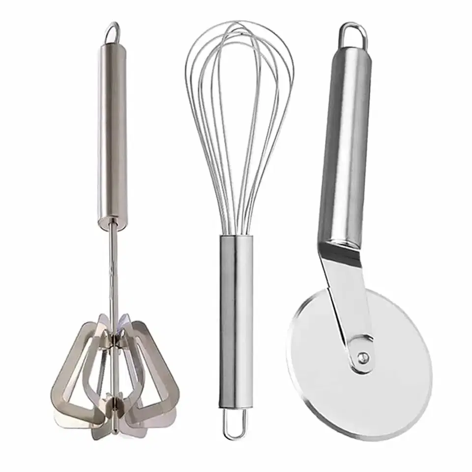 Oc9 Stainless Steel Power Free Hand Blender & Egg Whisk & Pizza Cutter For Kitchen Tool Set