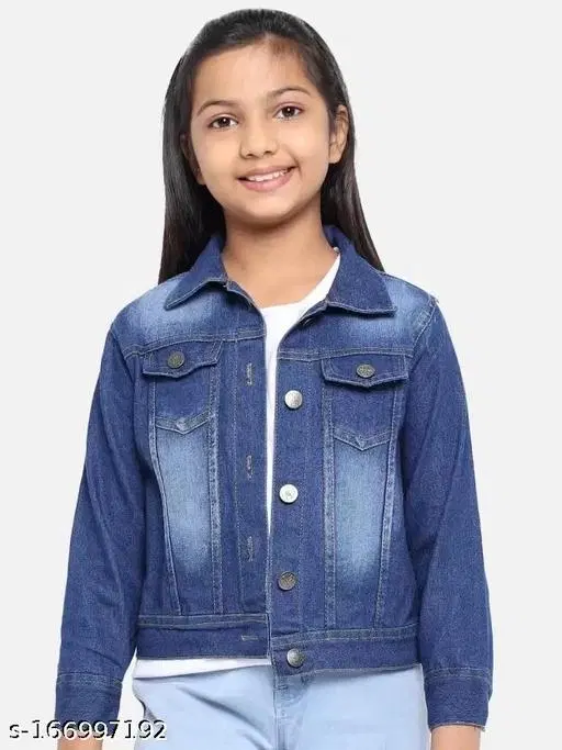 Denim Jacket for Girls (Blue, 5-6 Years)