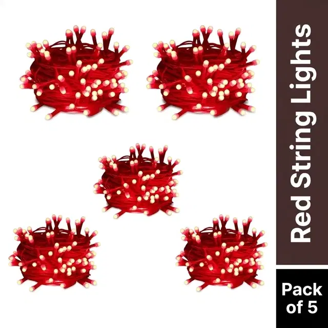 Mprow 15 Meter 54 Led's String Light, Red [Pack of 5]