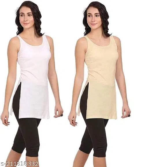 Modal Solid Camisoles for Women, White & Beige, Pack of 2 (M)