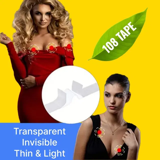 Acrylic Film Clothing 108 Double Sided Tape Strips, Transparent, Set of 1