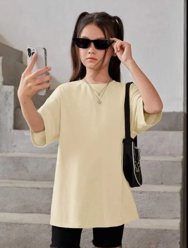 Round Neck Printed T-Shirt for Girls (Beige, 6-7 Years)