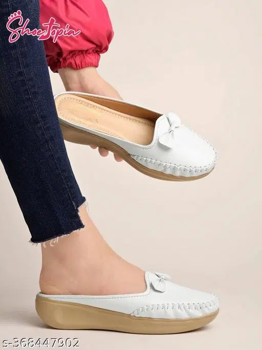 Shoetopia Loafers for Women (White, IND-3)