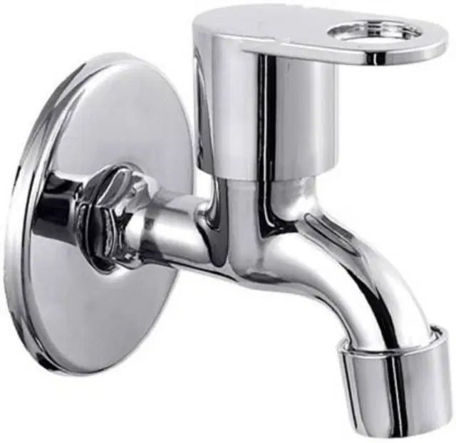 Stainless Steel Polo Bib Cock Tap with Wall Flange, Silver, Set of 1