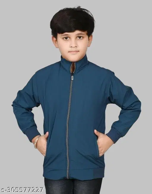 Polyester Jacket for Boys (Teal, 5-6 Years)