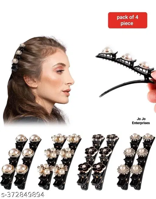 Plastic Hair Clips for Women, Pack of 4 (Multicolor)