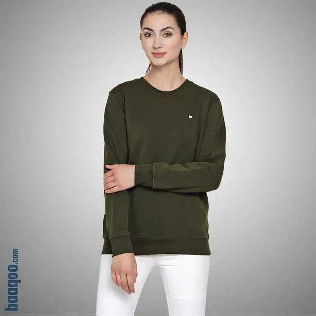 Sweatshirt For Women (Olive, S) (KS-10)