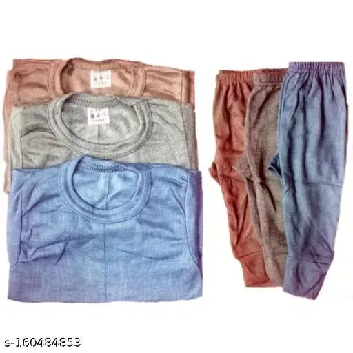 Woolen Thermal Set for Kids, Set of 3 (Multicolor, 0-3 Months)