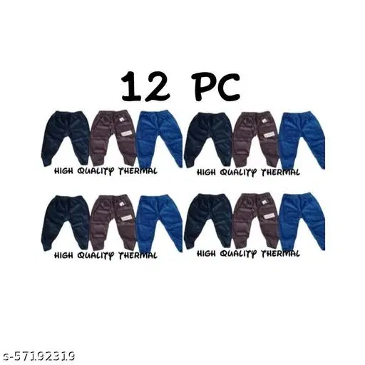 Woolen Thermal Bottomwear for Kids, Pack of 12 (Multicolor, 0-3 Months)