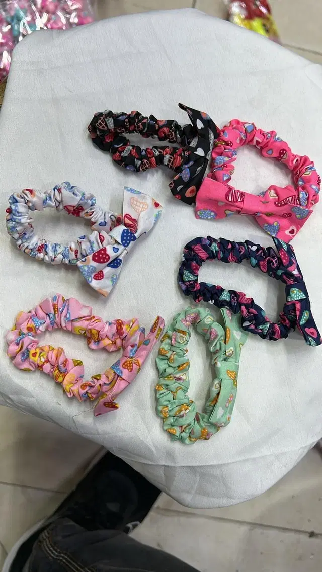 Women's Printed Bow Knot Hair Scrunchie, Pack of 6, Pack of 6, Pack of 6