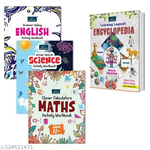Encyclopedia + Set of 3 Maths, English & Science Workbooks (Age 11+) – A Fun and Engaging Learning Combo with Interactive Activities to Master Key Subjects for Young Learners!