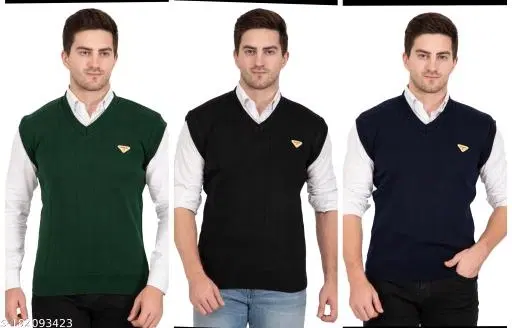 Half Sleeves Sweater for Men, Pack of 3 (Multicolor, M)