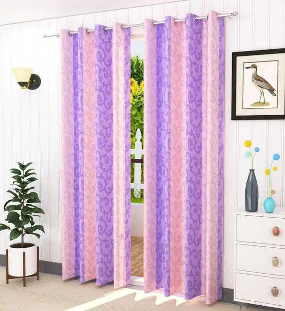 Homefab Polyester Curtains, Purple, 5 Feet, HF-218
