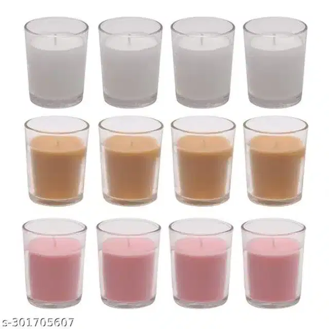 Glass Jar Candles, Multicolor, Pack of 12