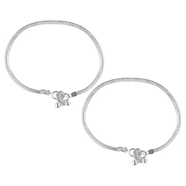 Traditional Brass Women Anklets (Silver) (VFJ-96)