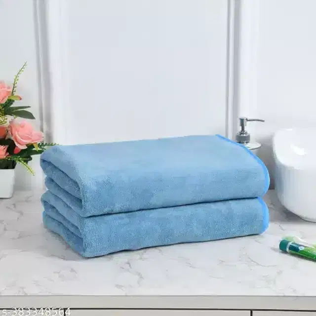 Cotton High Absorbent Bath Towels, Pack of 2, Aqua Blue, 70x140 cm