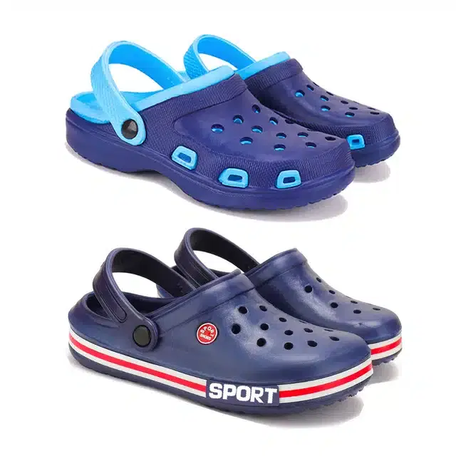 Slip On Clogs for Men, Pack of 2 (Multicolour, 8)