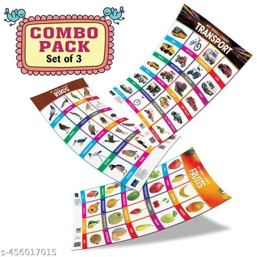 Bookford Publications My small chart Birds, Fruits & Transport (Set of 3)