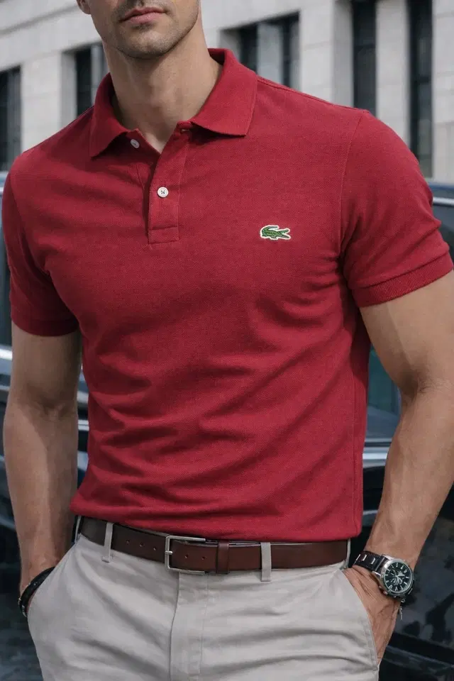 Cotton Matty Solid T-shirt For Men, Red (L)