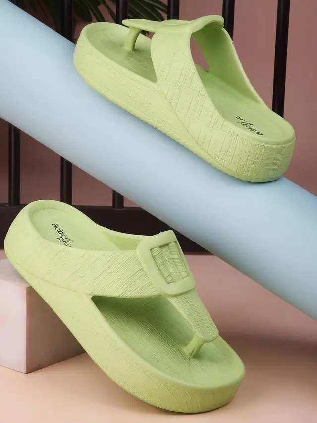 action Slippers for Women (Green, 5)