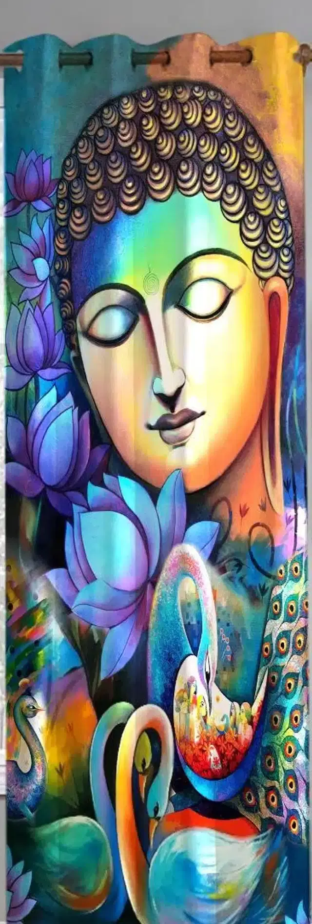 Digital Printed Window & Door Curtains, Multicolor, 7 feet