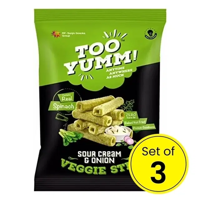Too Yumm Veggie Stix Sour Cream & Onion 3X43.5 g (Pack Of 3)