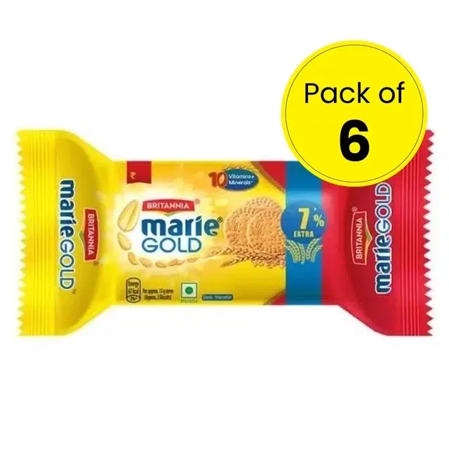 Britannia Marie Gold Biscuits 6X73.8 g (Pack of 6)