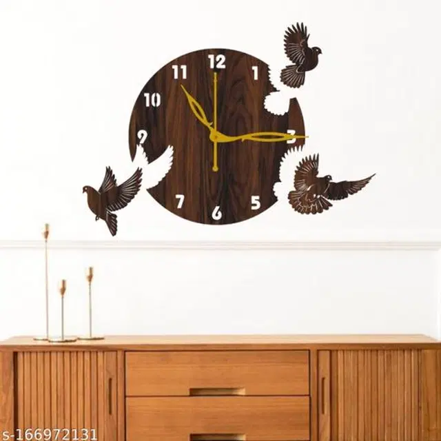 Wooden Wall Clock for Home, Brown