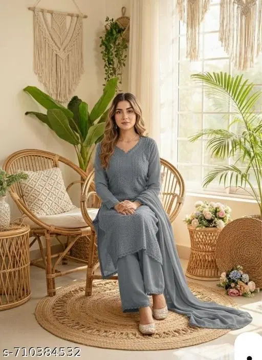 Heavy Embroidered Palazzo Pants for Women, Pack of 3 (Grey Melange, XS)