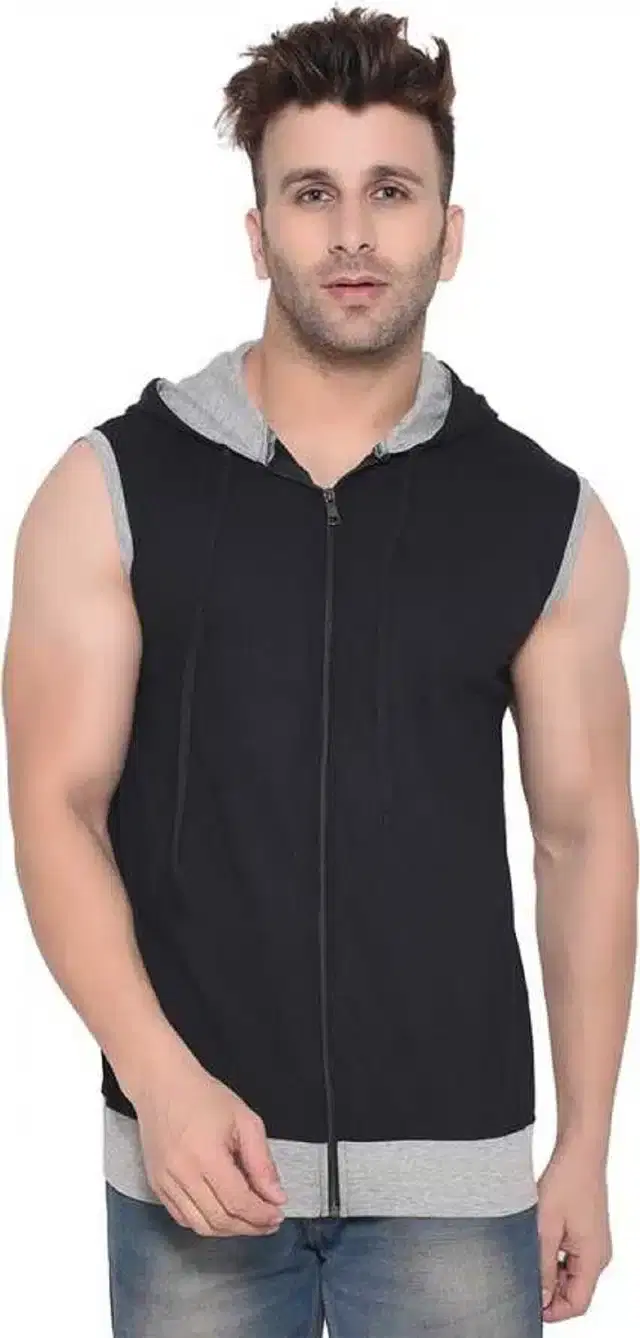 Sleeveless Sweatshirt for Men (Black, XL)