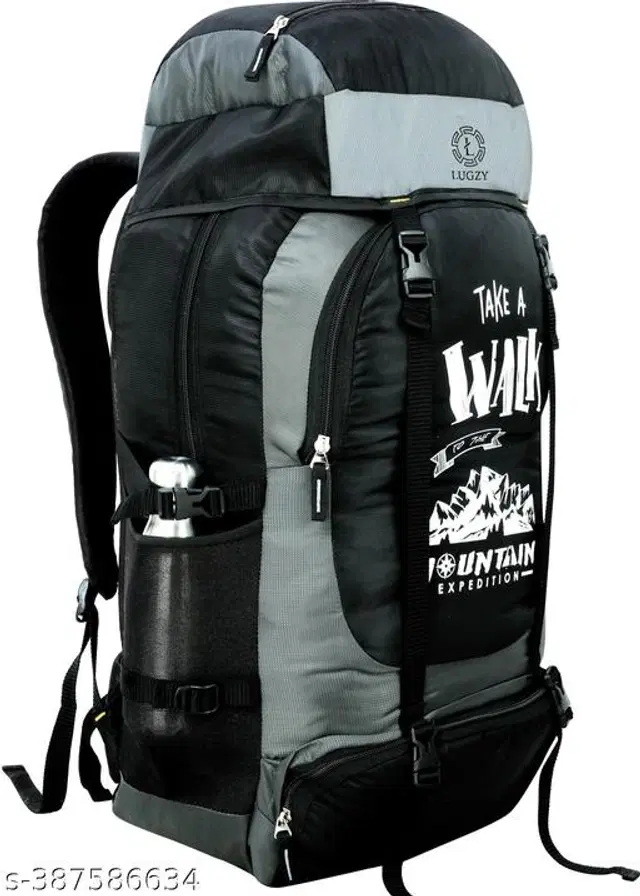 Polyester Trekking Backpacks, Black & Grey