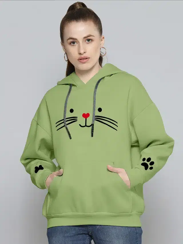 Hooded Sweatshirt for Girls (Olive, L)