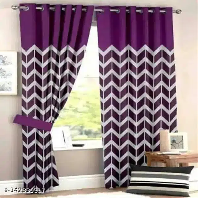 Polyester Window Curtain, Multicolor, 5 Feet, Pack of 2