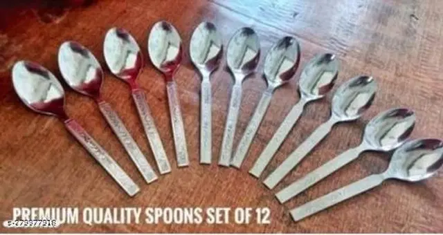 Stainless Steel Spoon, Silver, Pack of 12