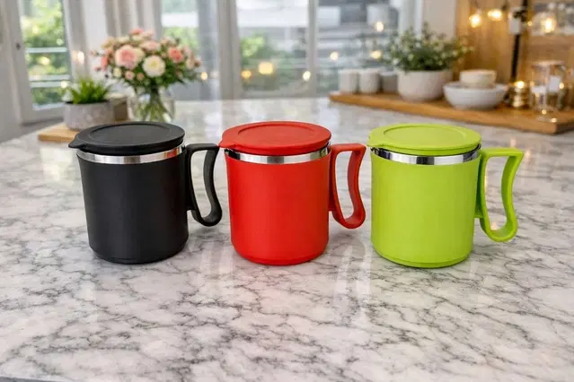 Stainless Steel Coffe Mug, Multicolour, Pack of 3 (300 ML)