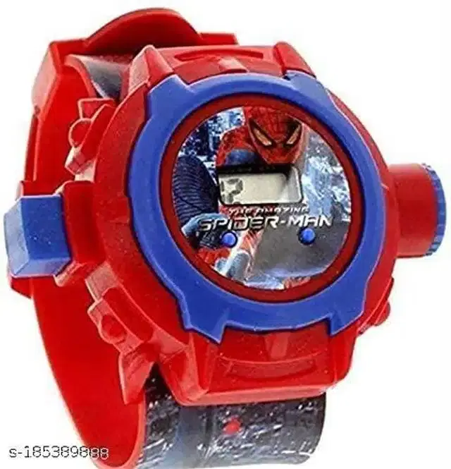 Spiderman 24 Images Projector Digital Wrist Watch for Kids (Red)