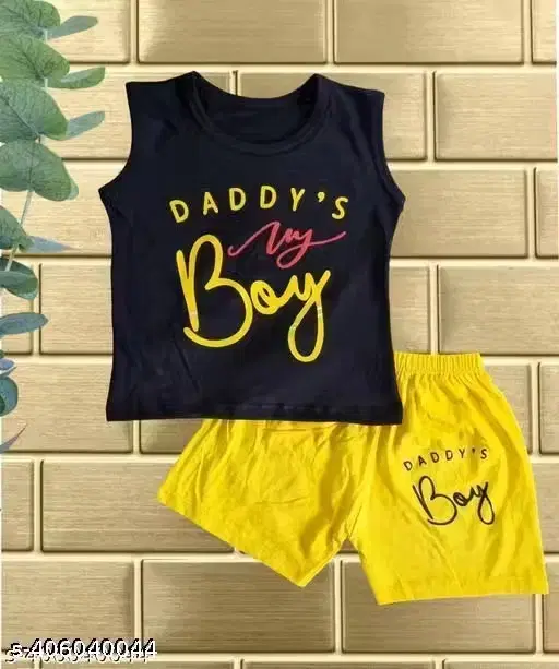 Poly Blend Clothing Set for Kids, Black & Yellow  (3-4 Years)